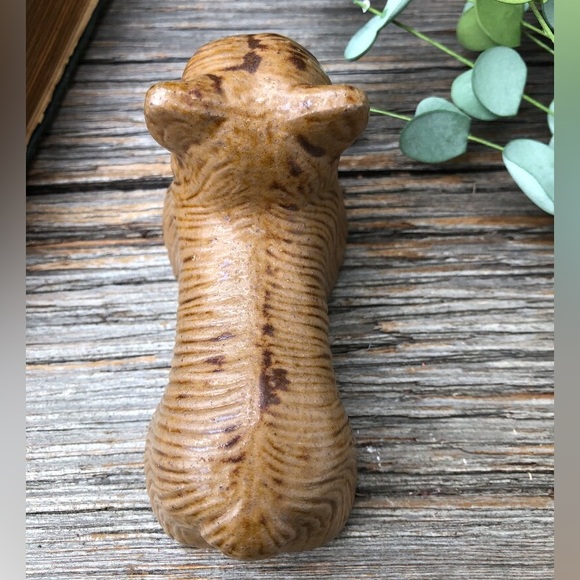 Cute Vintage Dog Figurine ceramic Maltese or Silky Terrier Vtg clay Terracotta🤎 - Picture 10 of 11